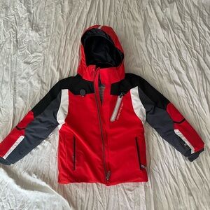 Obermeyer Kids Size 7 Red and Black Hooded Jacket